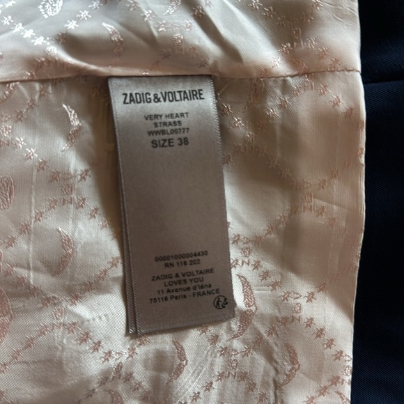 Zadig & Voltaire Very Heart Strass Wool Blazer size 38 or US size 6 - Picture 8 of 10